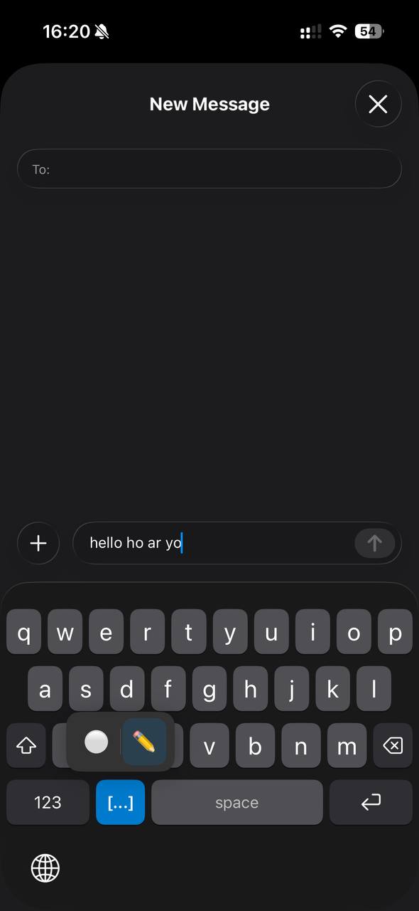 Typing Hello hw are yo? in Messages and choosing the spelling context on the keyboard.