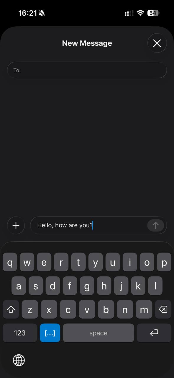 The message now reads Hello how are you? with the keyboard ready to continue typing.